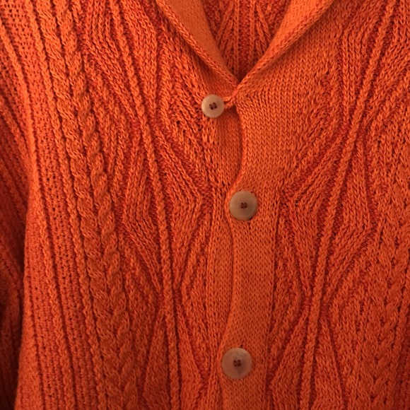 Inis Meáin Orange Shawl Collar Cardigan Sweater Size M Hand Knit in Ireland - Picture 6 of 7